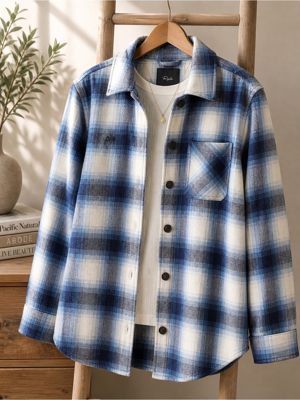 Rails “Tripp” Blue and White Plaid Flannel Shirt Jacket sz oversized shacket